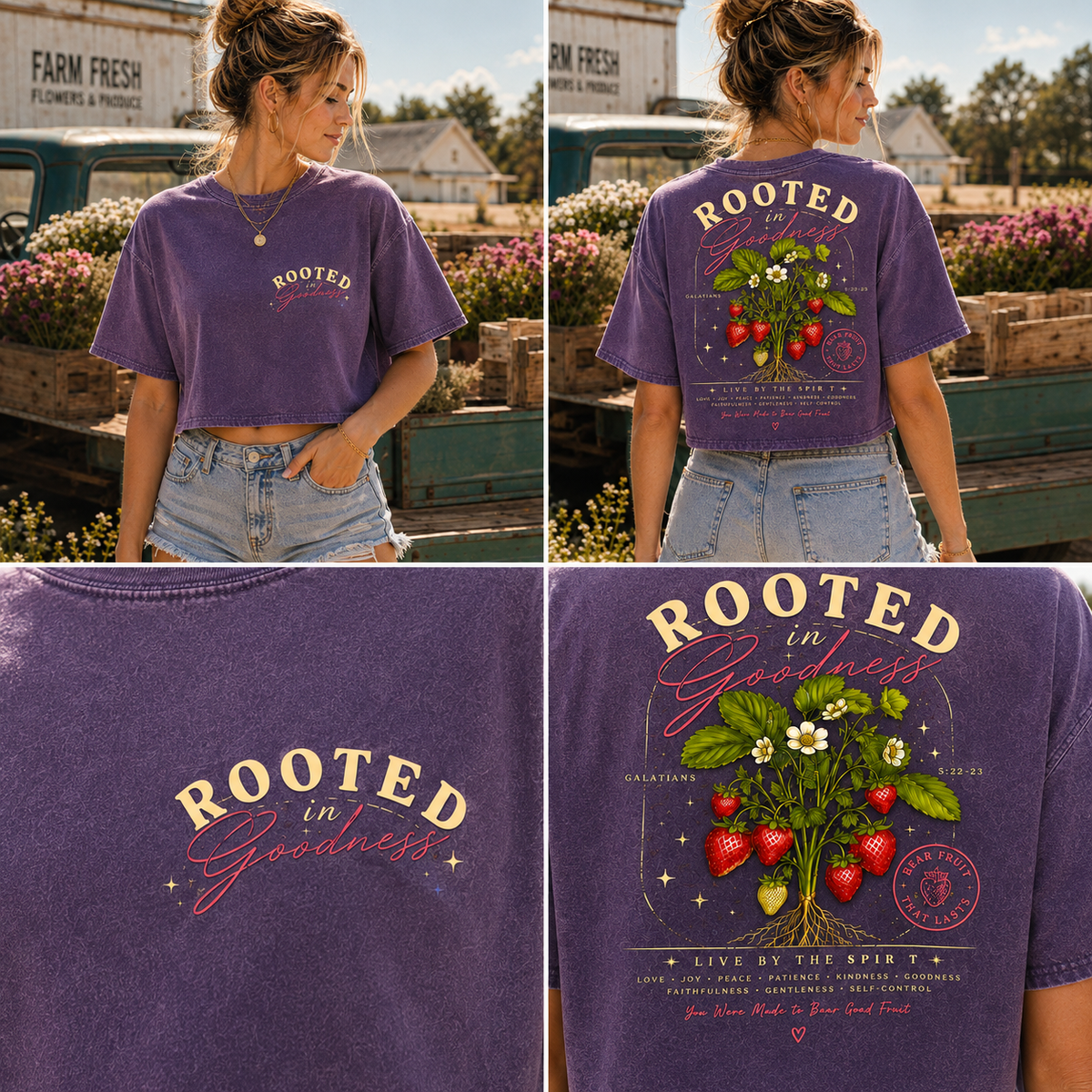 Rooted in Goodness – Vintage Strawberry Crop Tee