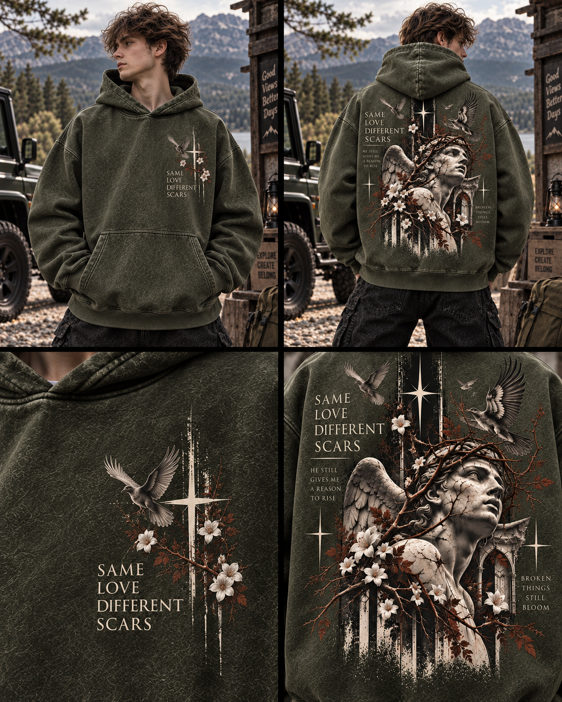 Same Love Different Scars – Vintage Angel Hoodie
