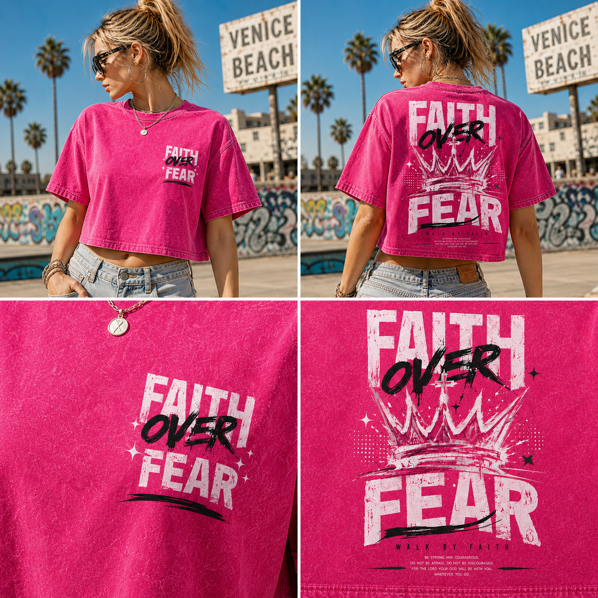 Faith Over Fear Crop Top – Vintage Wash Tee