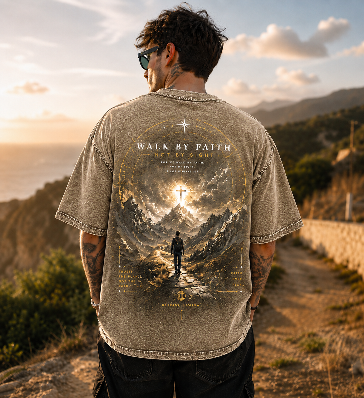 Walk by Faith Vintage Graphic T-Shirt – Unisex Washed Tee