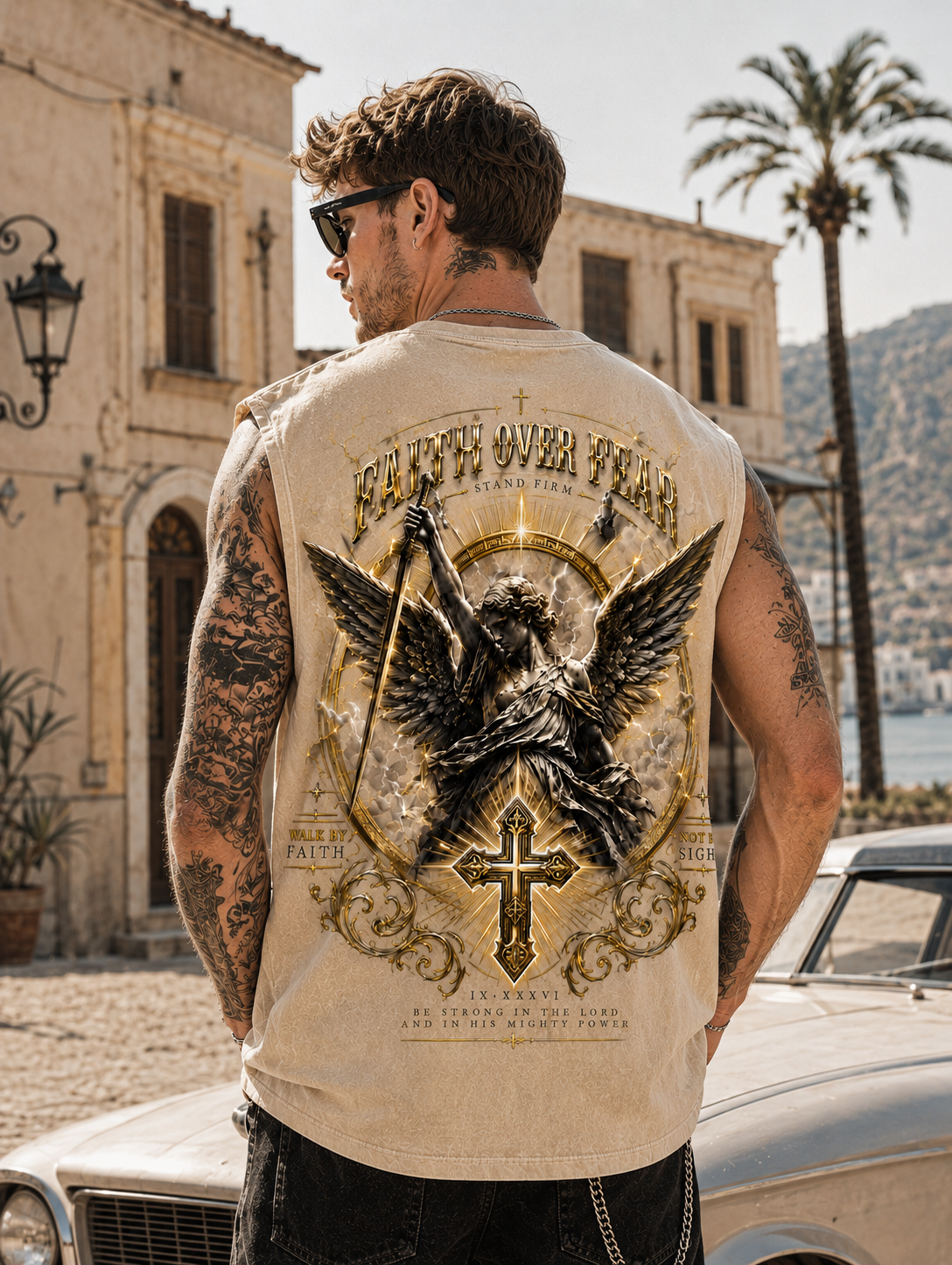 Faith Over Fear – Vintage Angel Washed Tank Top