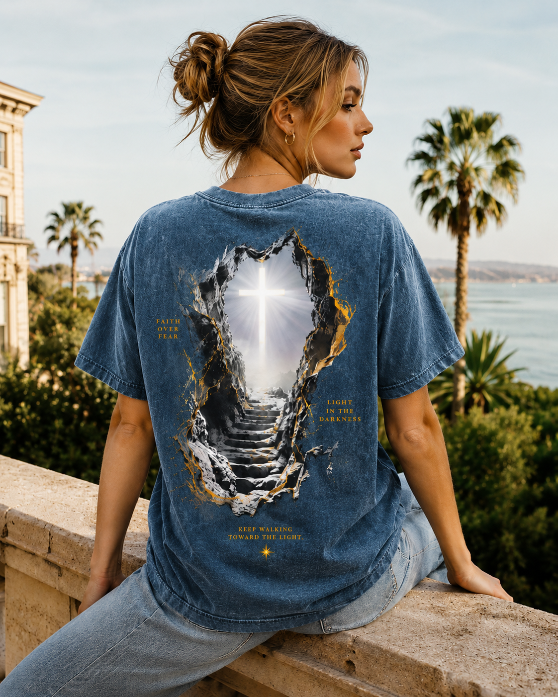 Faith Over Fear Vintage Graphic T-Shirt – Washed Unisex Tee