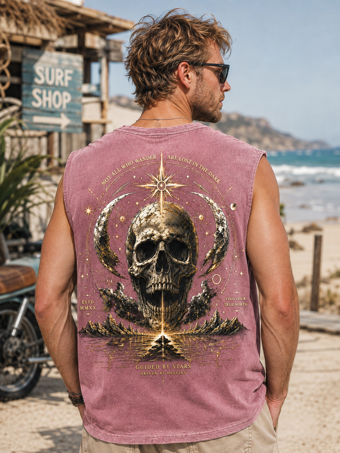 Guided by Stars Washed Black Muscle Tee