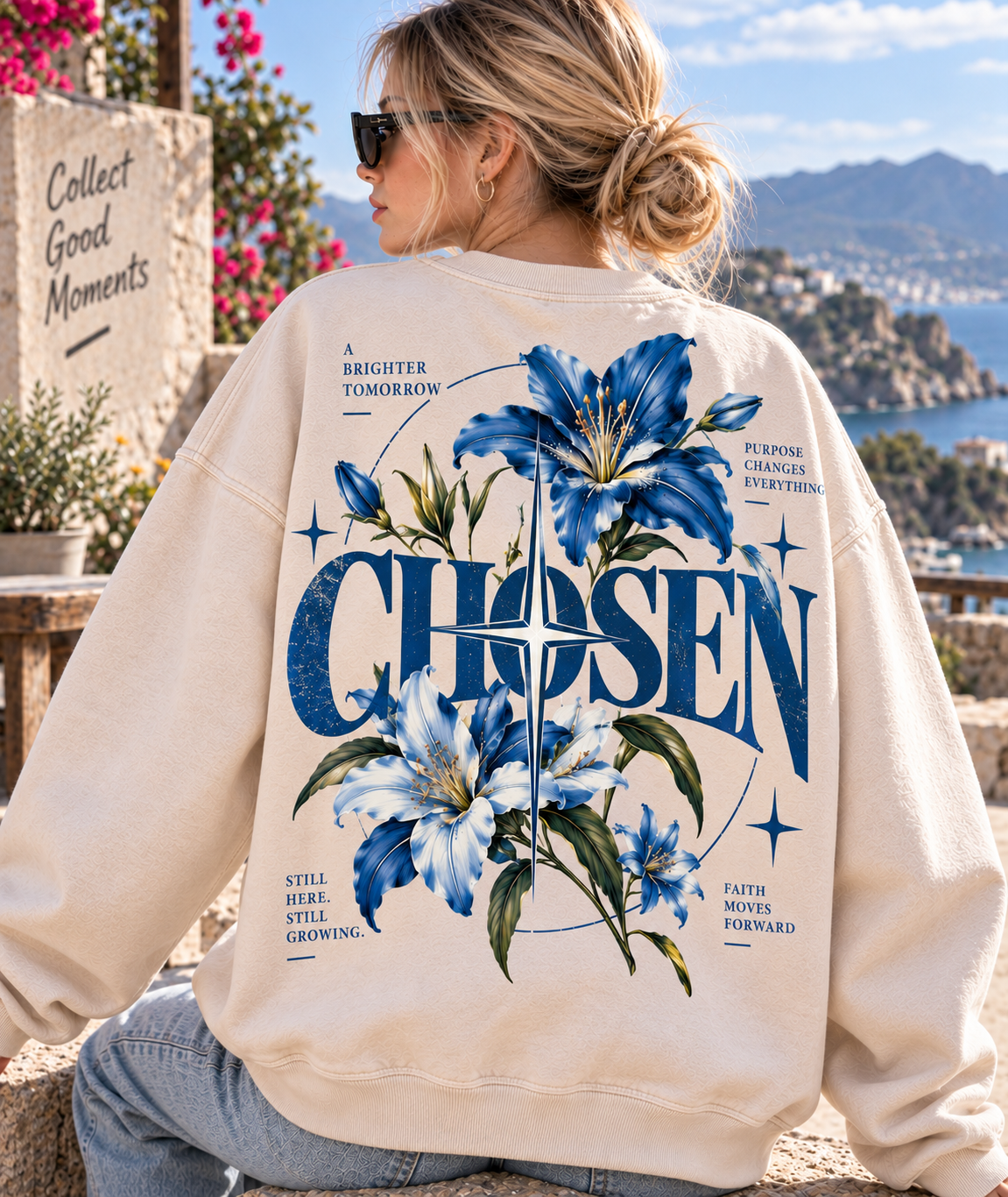 Chosen Floral Vintage Sweatshirt – Blue Lily