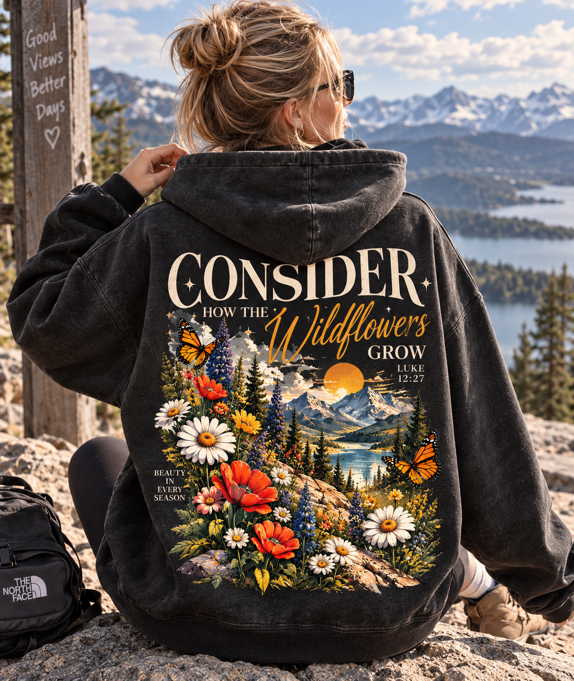 Consider Wildflowers Vintage Hoodie – Mountain & Floral