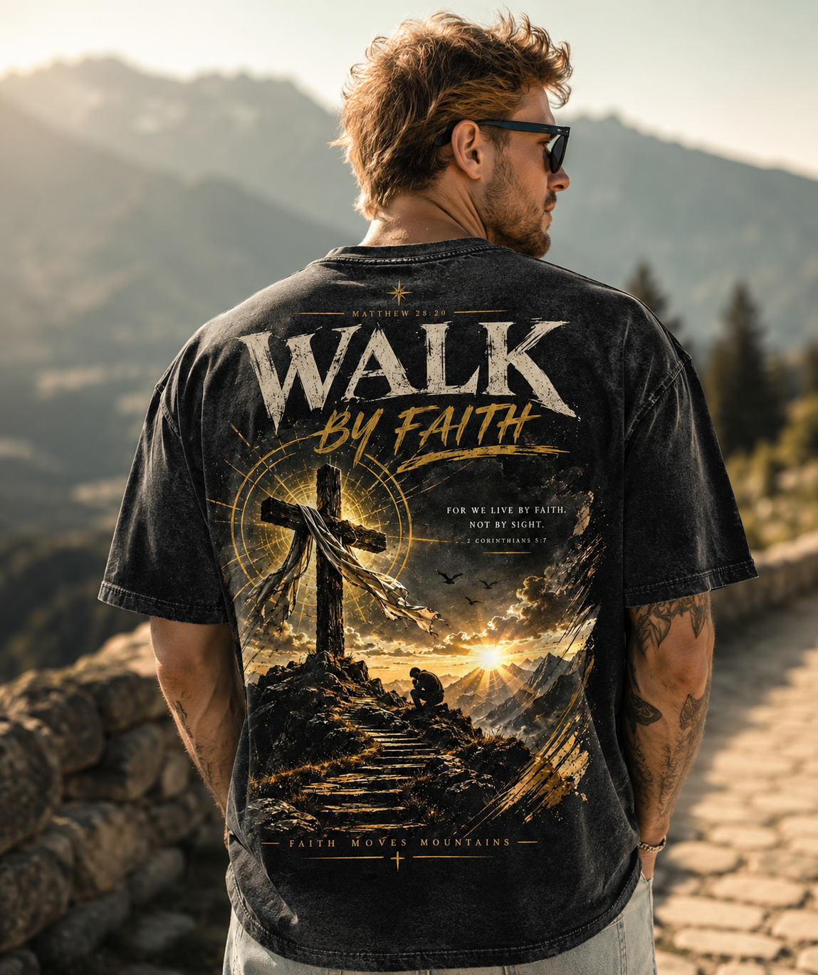 Walk by Faith Vintage Graphic T-Shirt – Premium Washed Tee