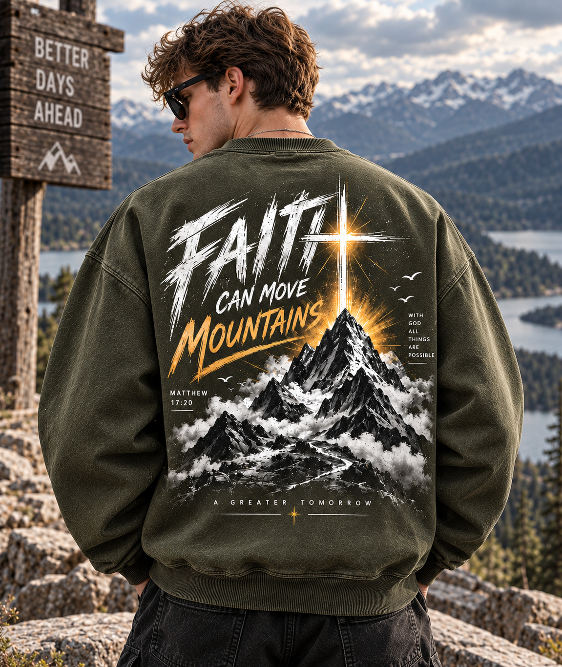 Faith Can Move Mountains – Vintage Mountain Sweatshirt