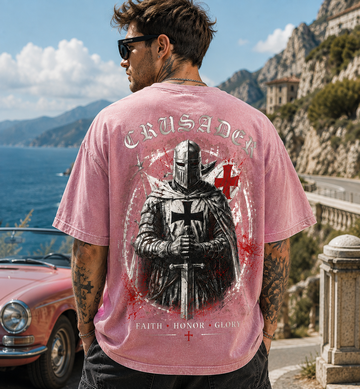 CRUSADER Washed Black Tee