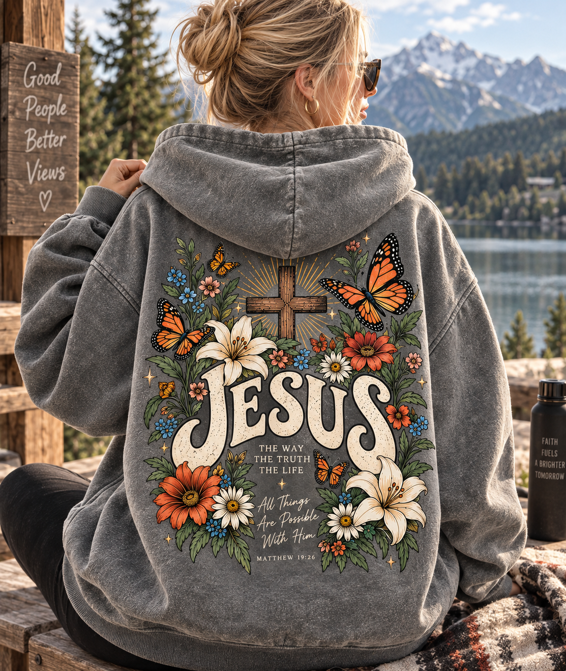 Faith Over Fear – Vintage Jesus Floral Hoodie