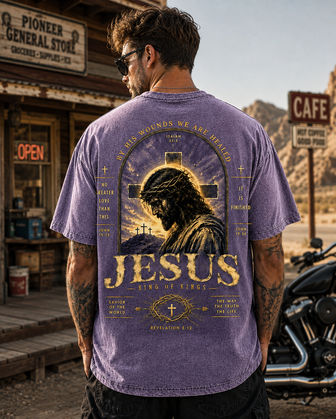 Jesus King of Kings – Vintage Washed Black Christian Graphic T-Shirt