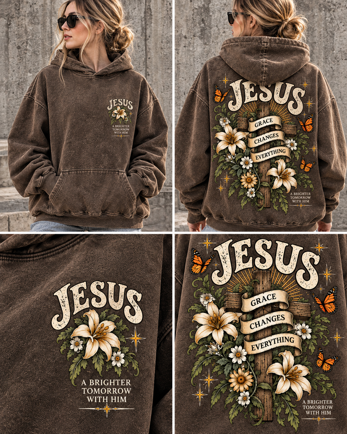 Jesus Grace Changes Everything – Vintage Christian Hoodie