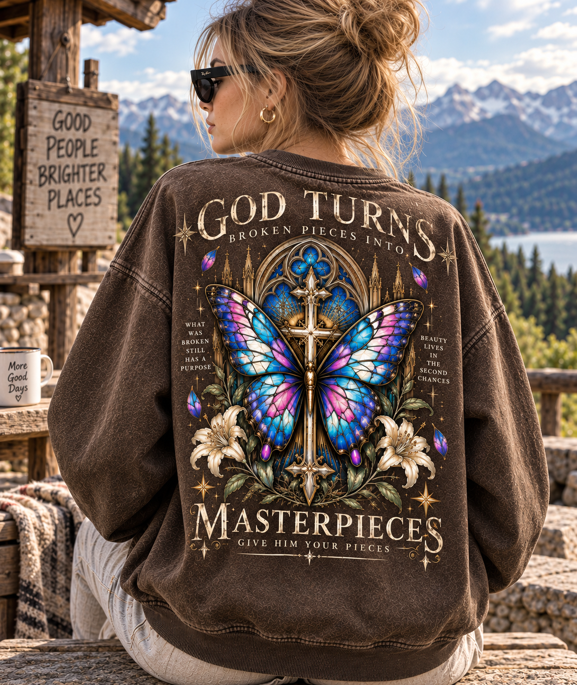 GOD Turns Broken Pieces Into Masterpieces – Vintage Faith Sweatshirt
