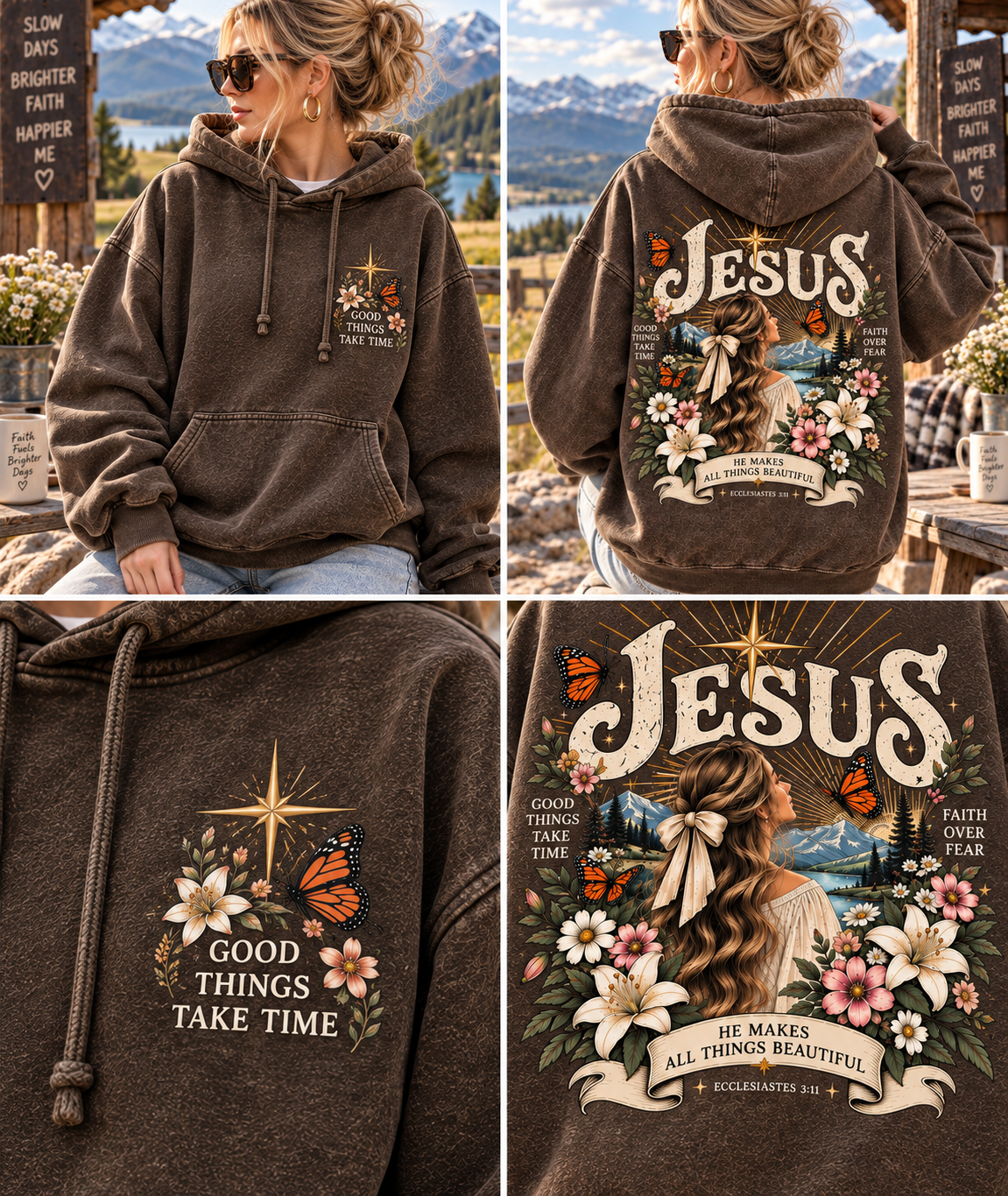 Vintage Faith & Butterfly Hoodie