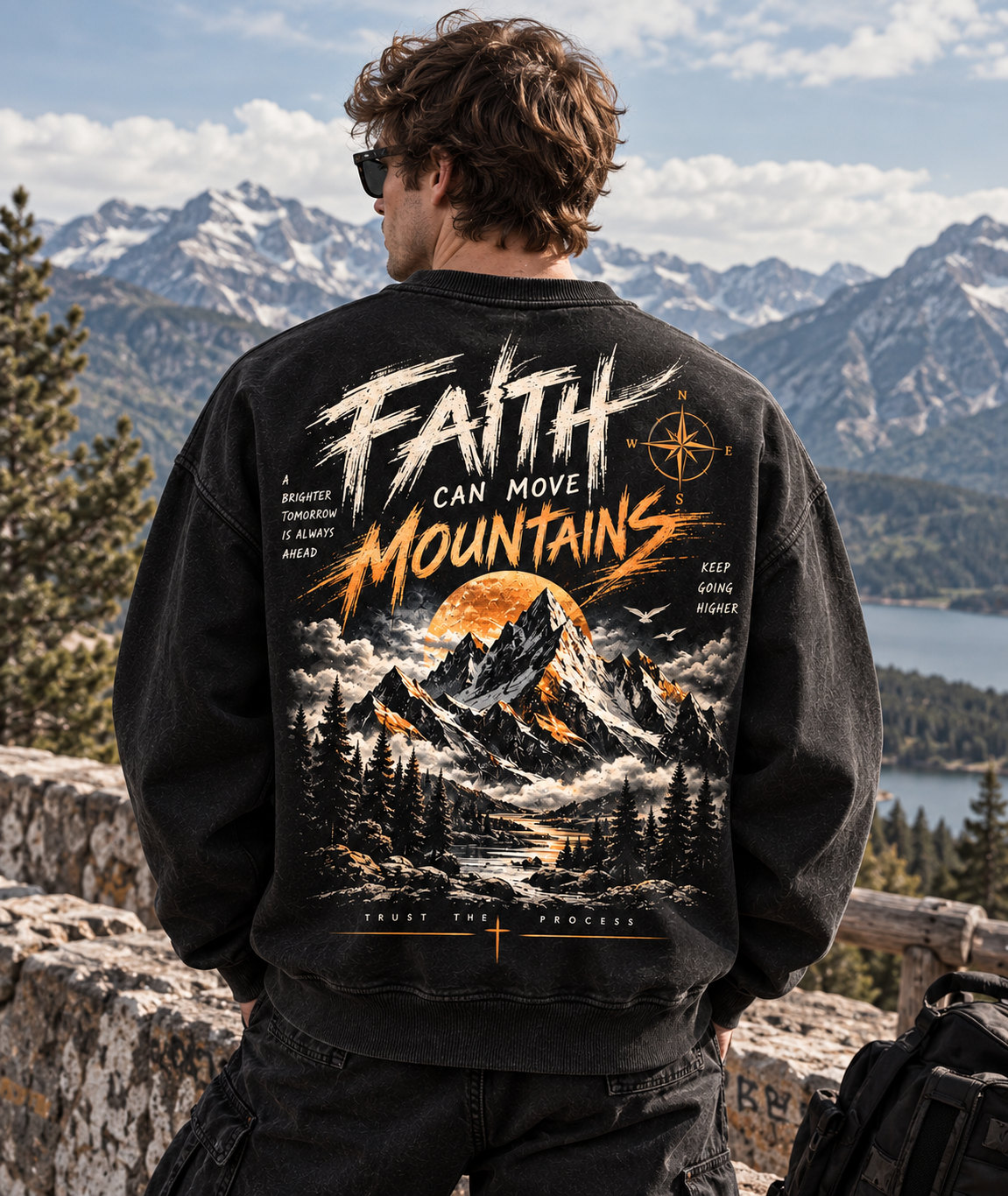 Faith Can Move Mountains – Vintage Mountain Sweatshirt