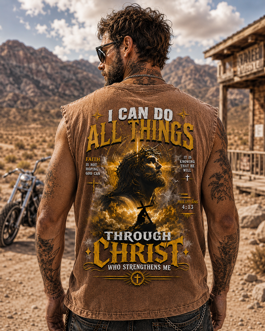 Through Christ – Washed Black Christian Tank Top