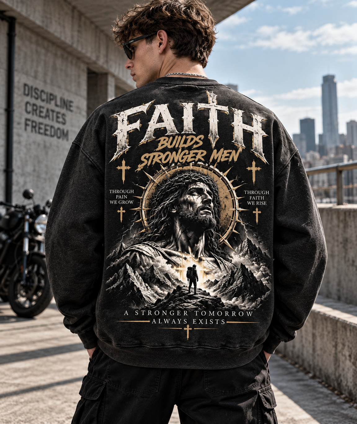 Faith Builds Stronger Men – Vintage Faith Sweatshirt