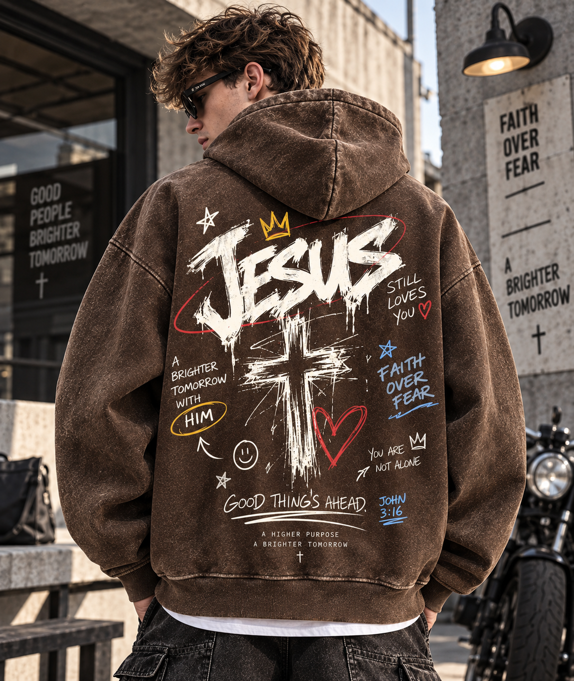 JESUS Faith Over Fear – Vintage Wash Hoodie