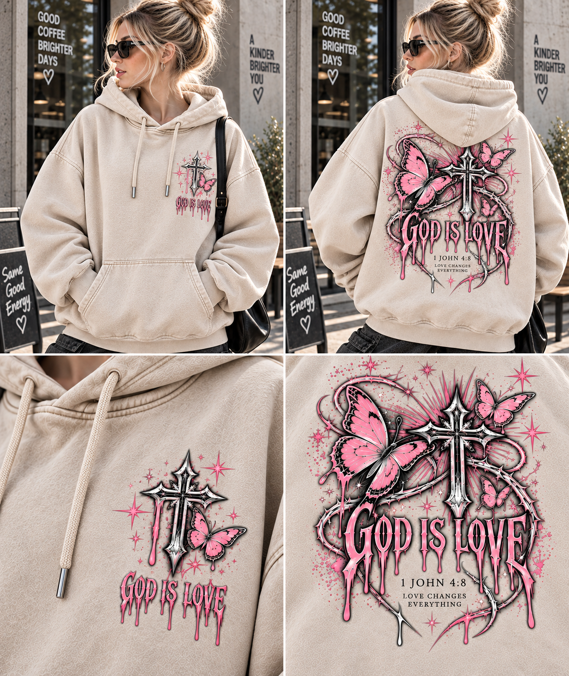 God Is Love Vintage Hoodie – Butterfly Cross