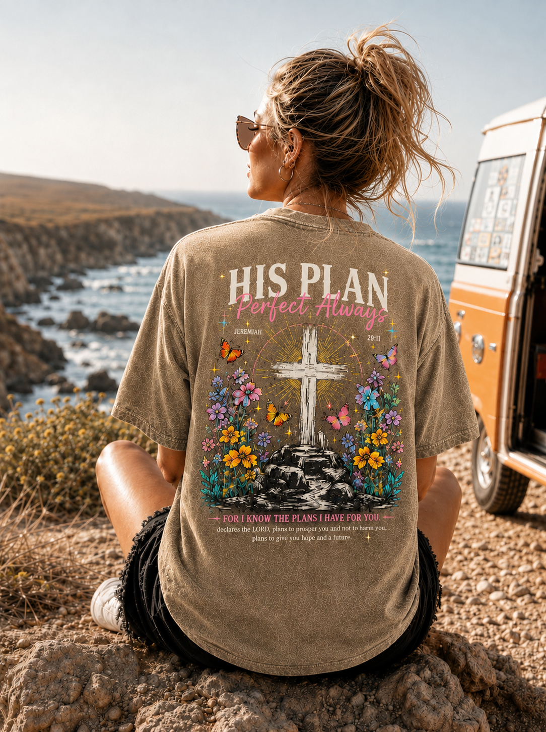 His Plan Vintage Cross T-Shirt – Faith Graphic Tee