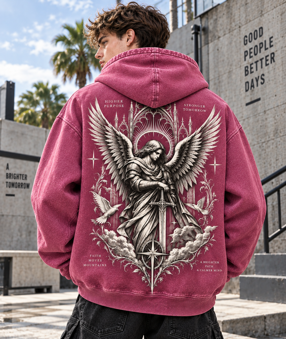 Faith Angel Vintage Hoodie – Faith Moves Mountains