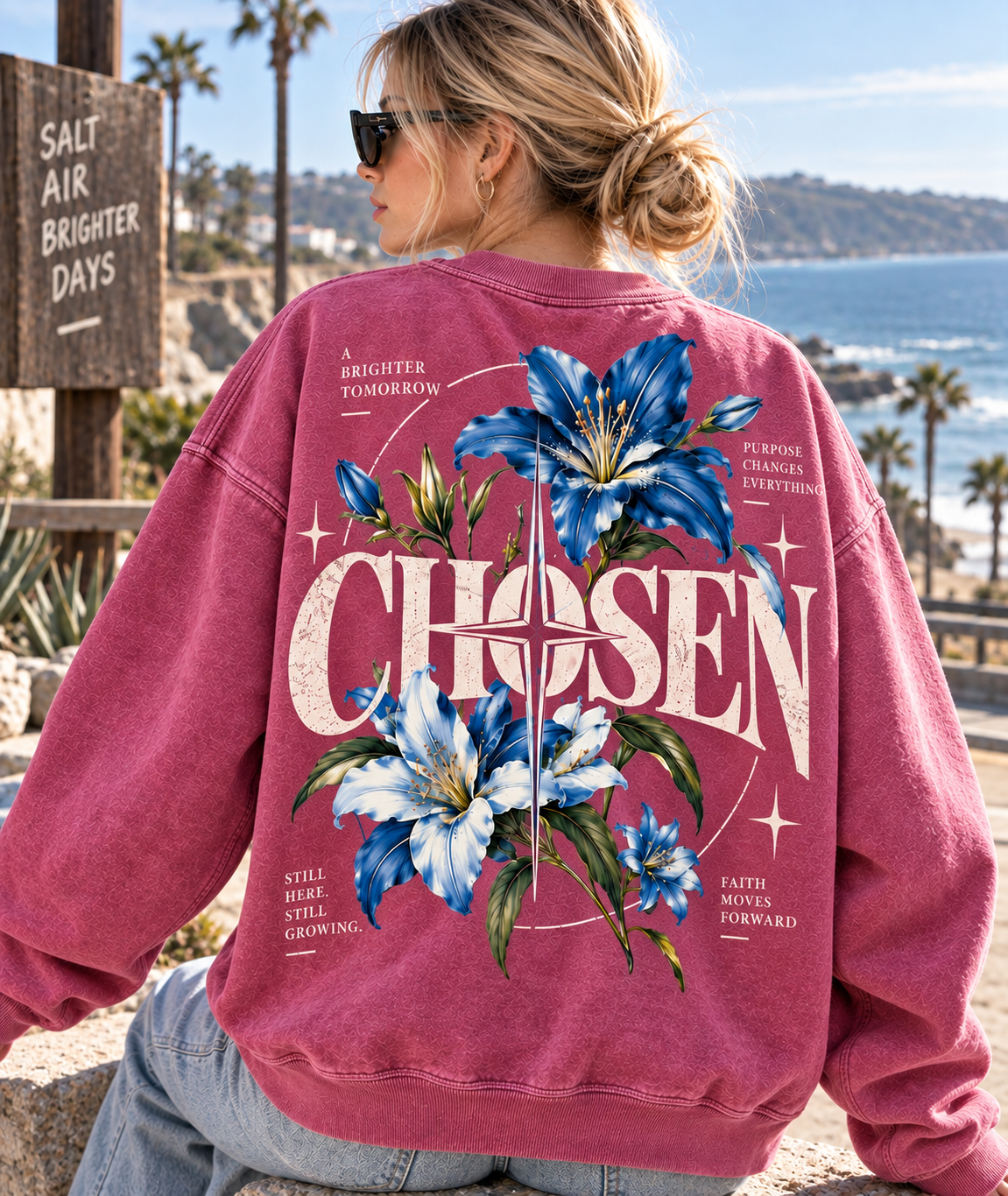 Chosen Floral Vintage Sweatshirt – Blue Lily