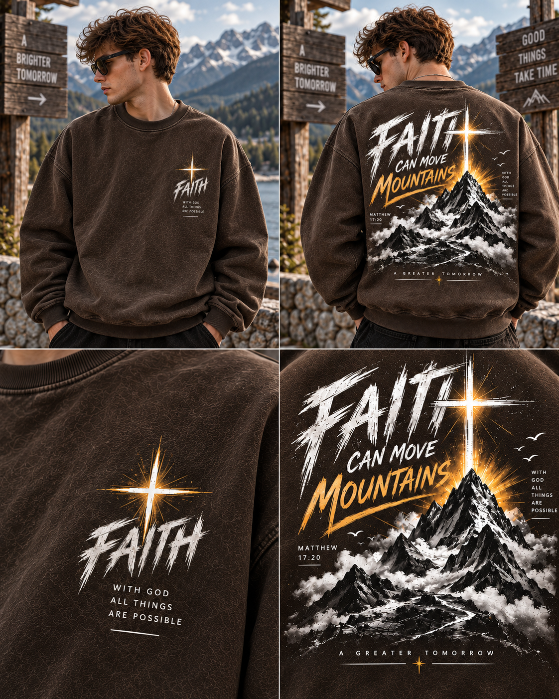 Faith Can Move Mountains – Vintage Mountain Sweatshirt