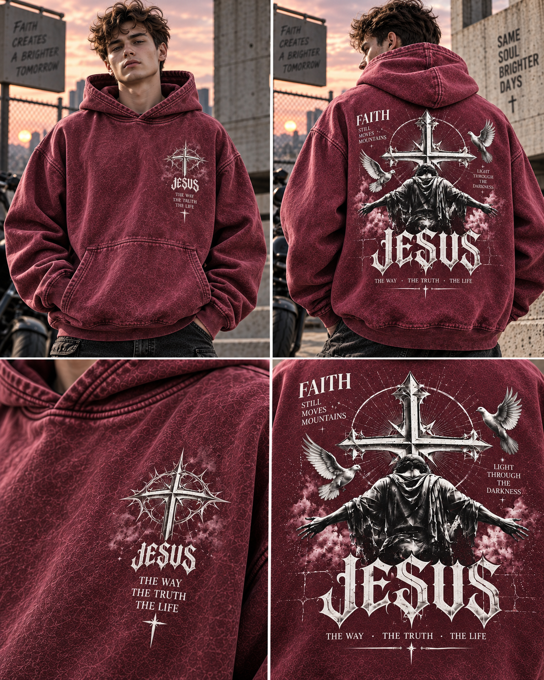 Faith Vintage Cross Hoodie – Wash Beige