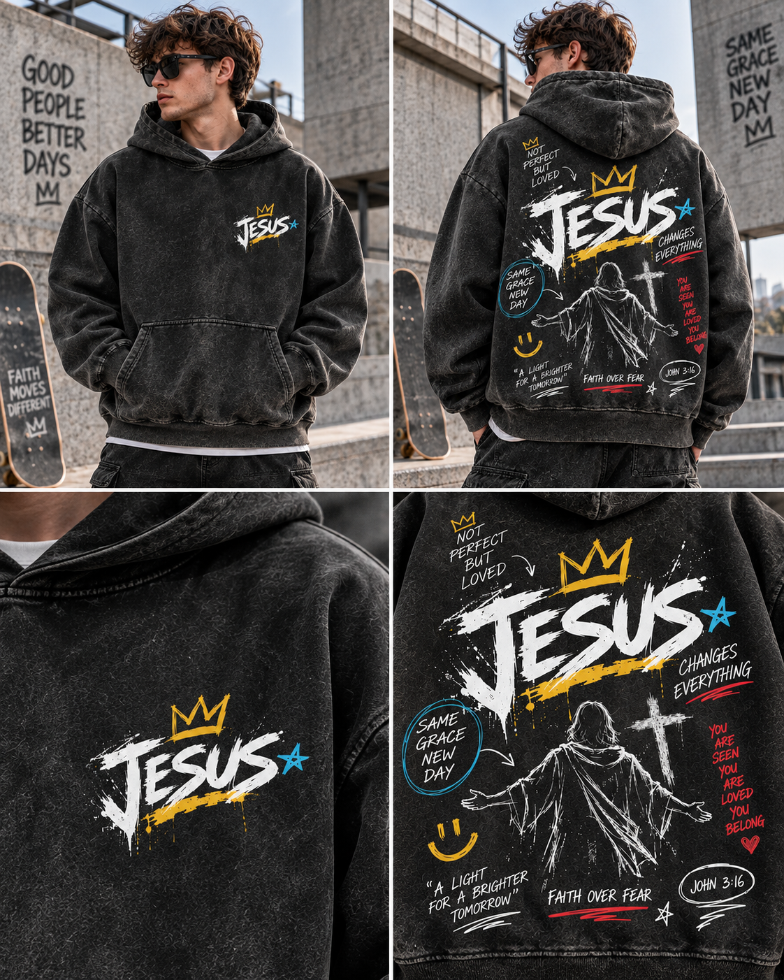Faith Over Fear – Vintage Jesus Hoodie