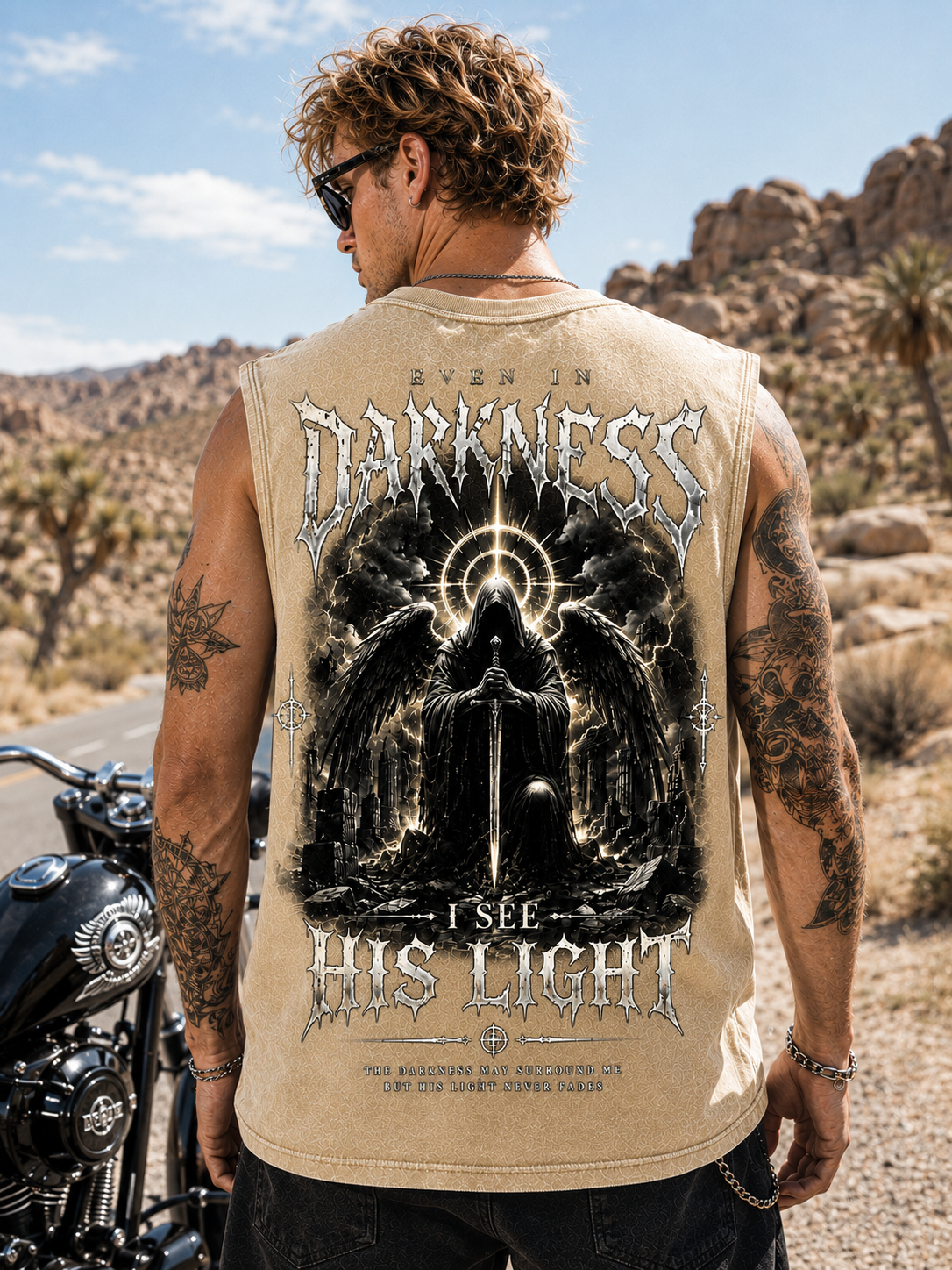Darkness & Light Washed Black Tank Top