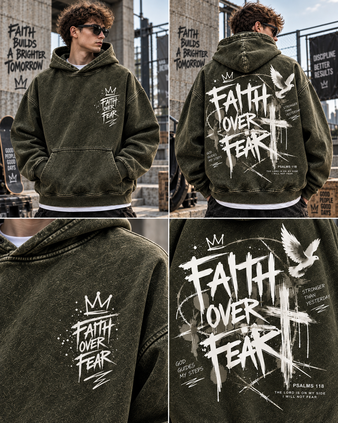Faith Over Fear – Vintage Washed Hoodie