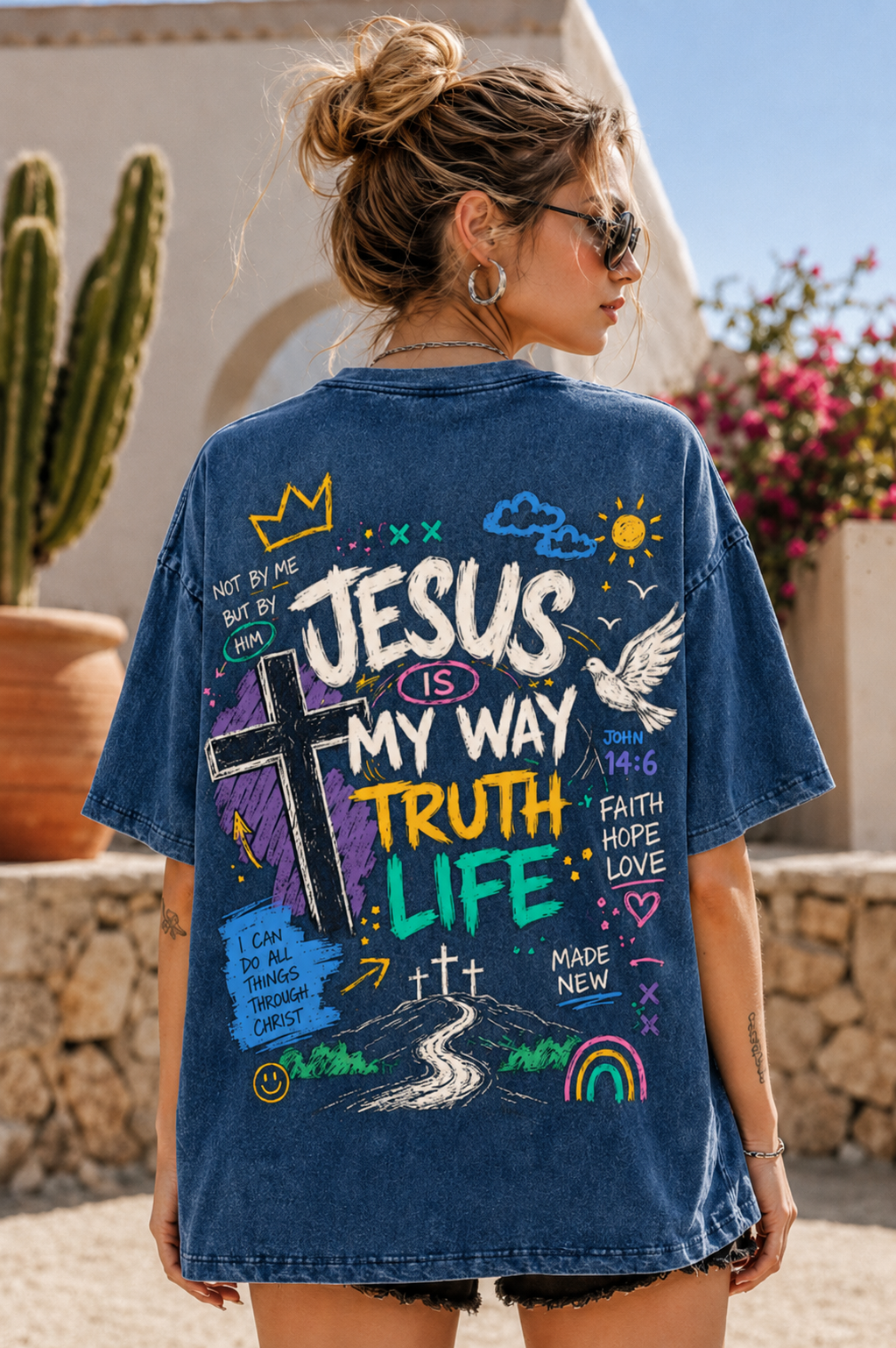 Jesus Is My Way – Vintage Washed Graphic Tee