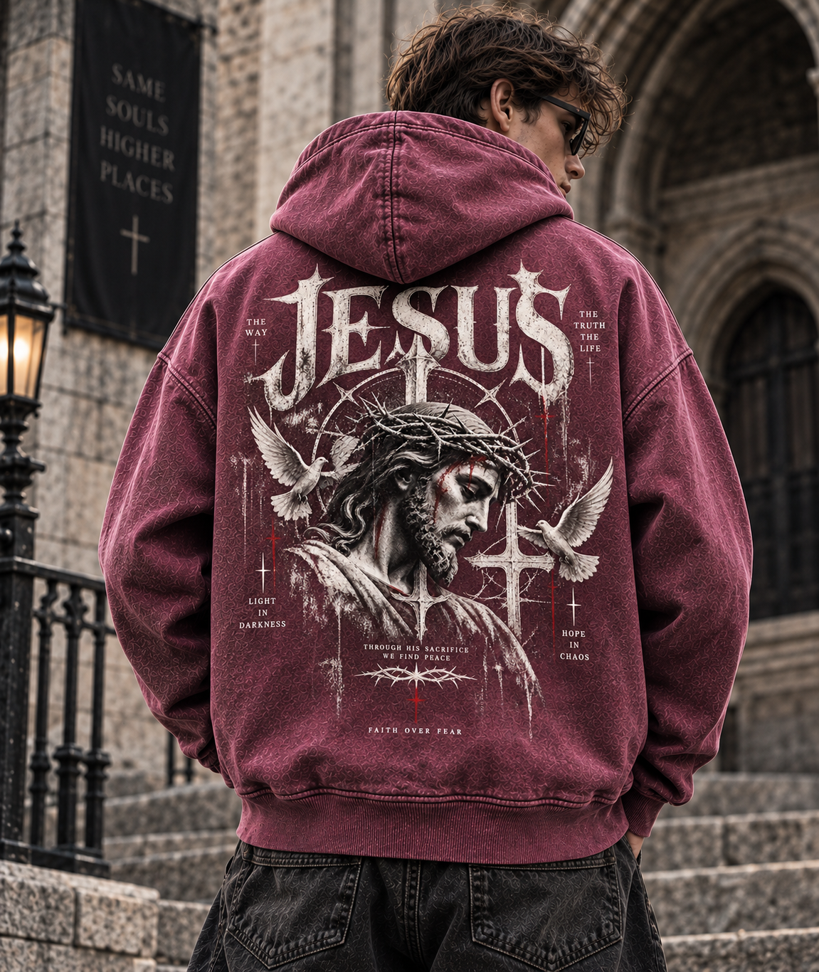 JESUS Faith Over Fear – Vintage Washed Hoodie