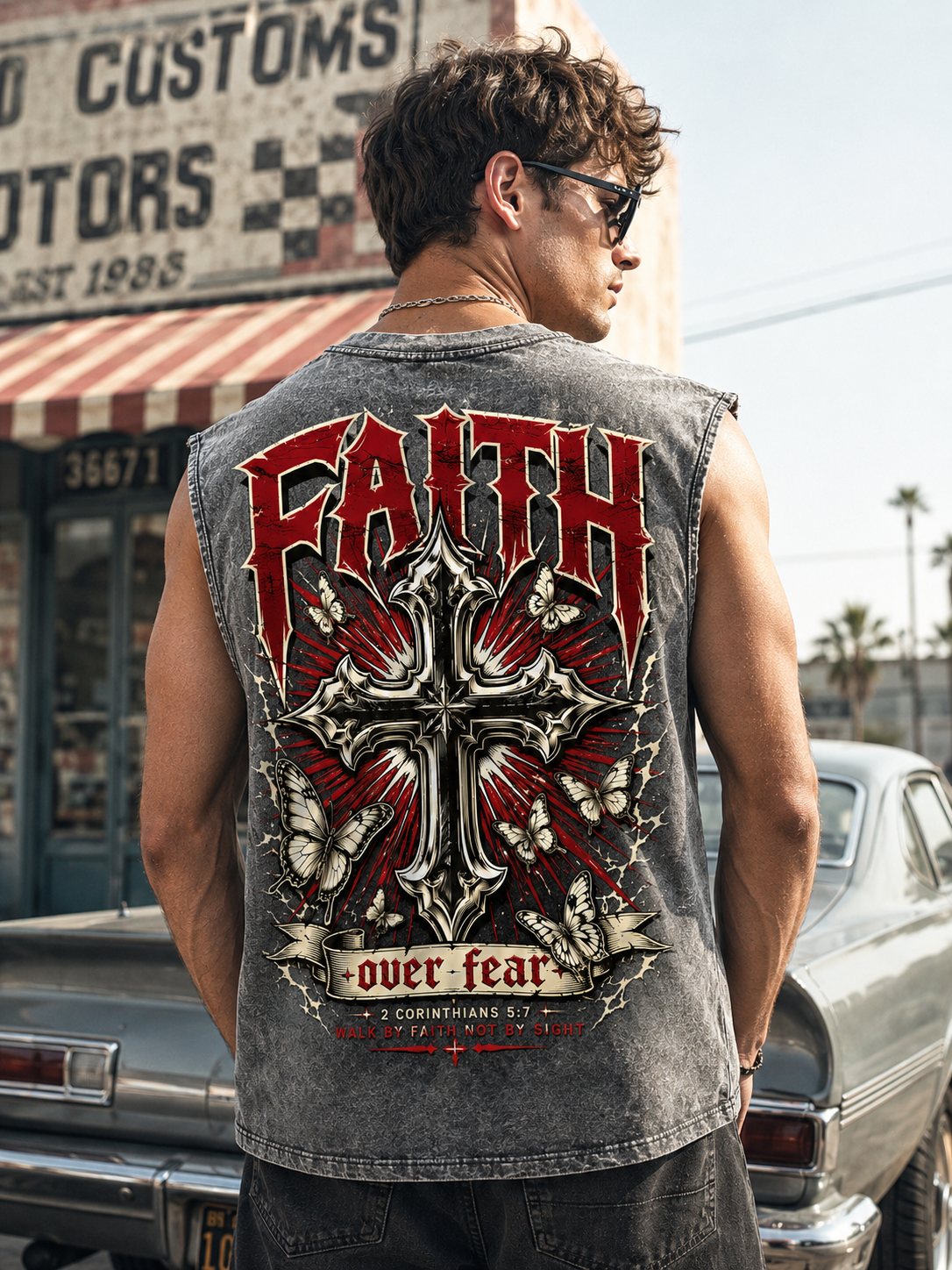 FAITH Over Fear Washed Black Tee