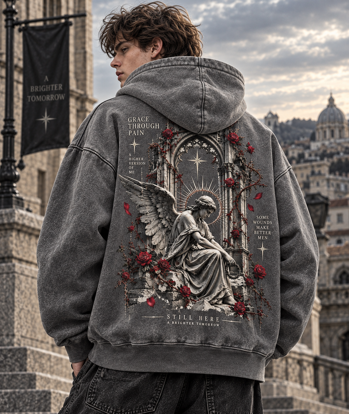Still Here – Gothic Angel Vintage Hoodie