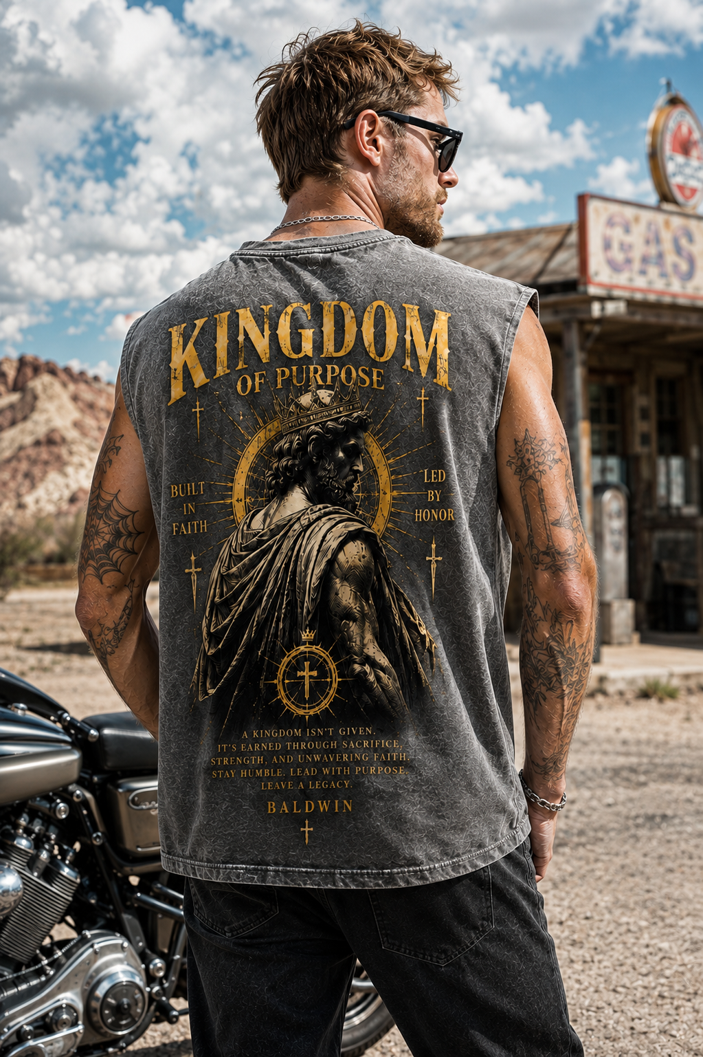 Washed Black Kingdom Muscle Tee