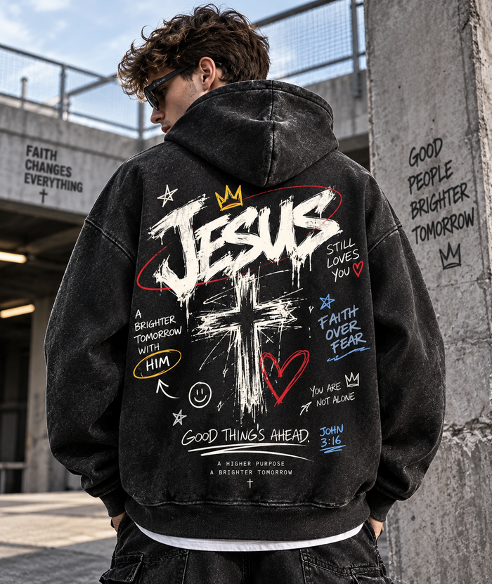 JESUS Faith Over Fear – Vintage Wash Hoodie