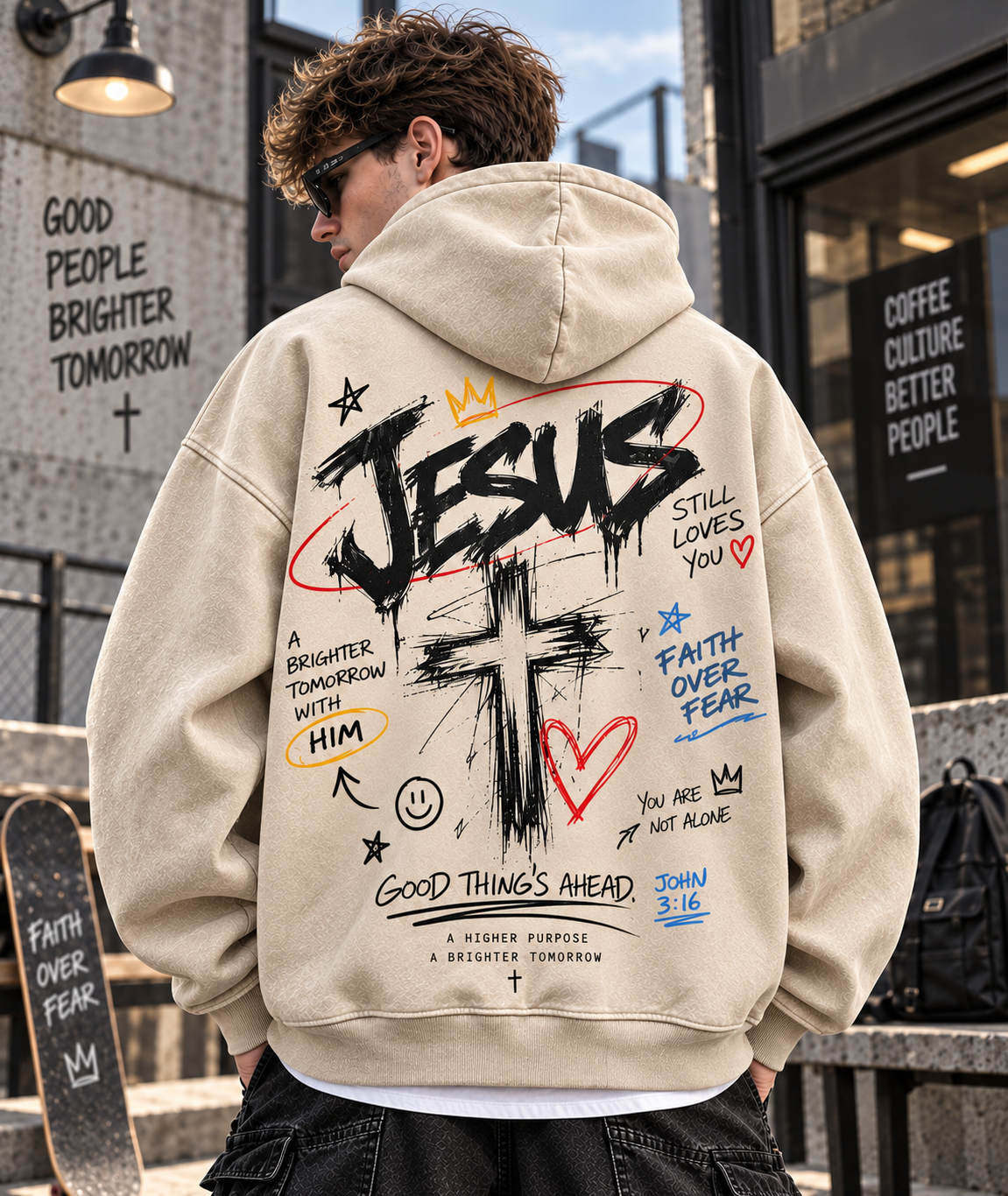 JESUS Faith Over Fear – Vintage Wash Hoodie