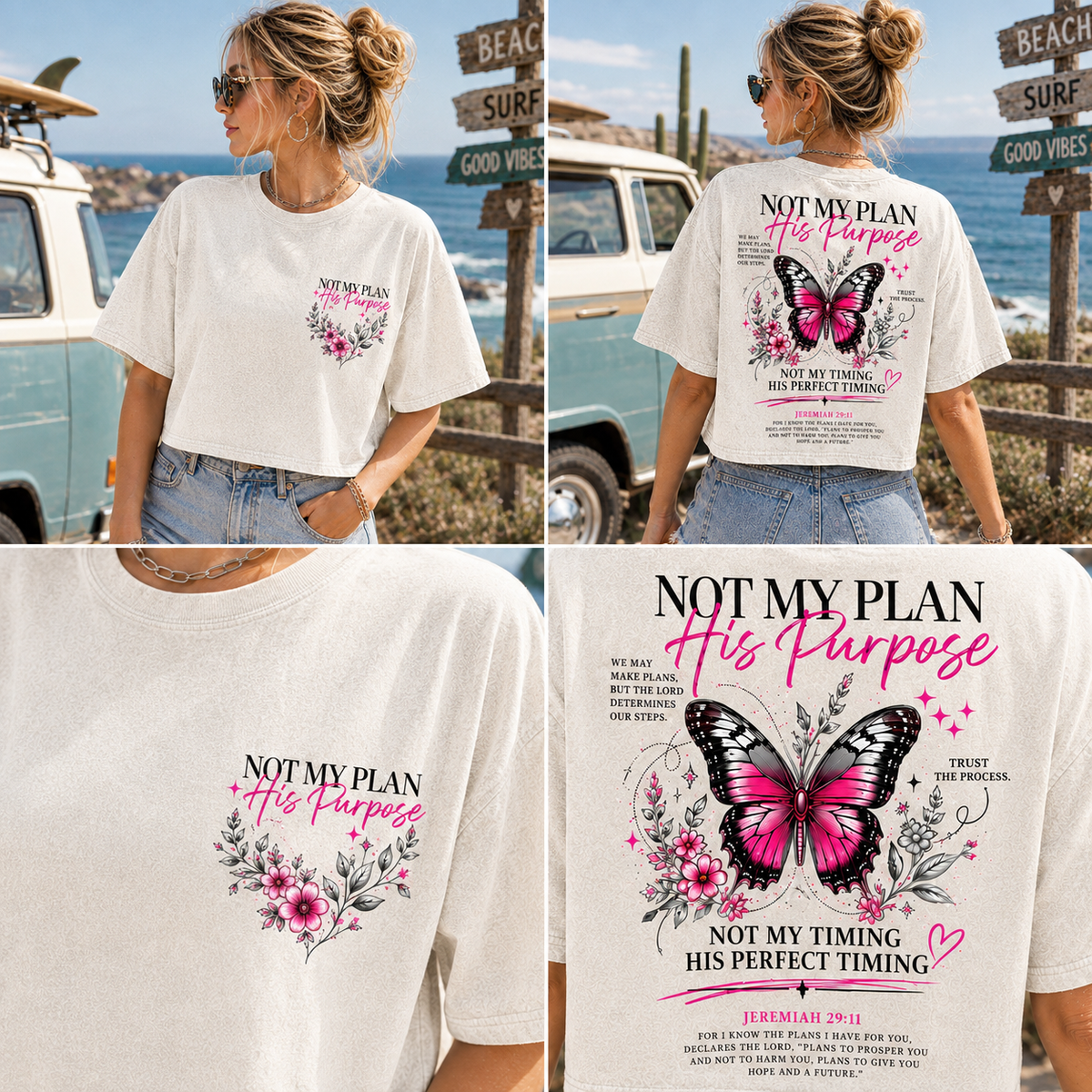 Not My Plan His Purpose – Butterfly Faith Crop Top
