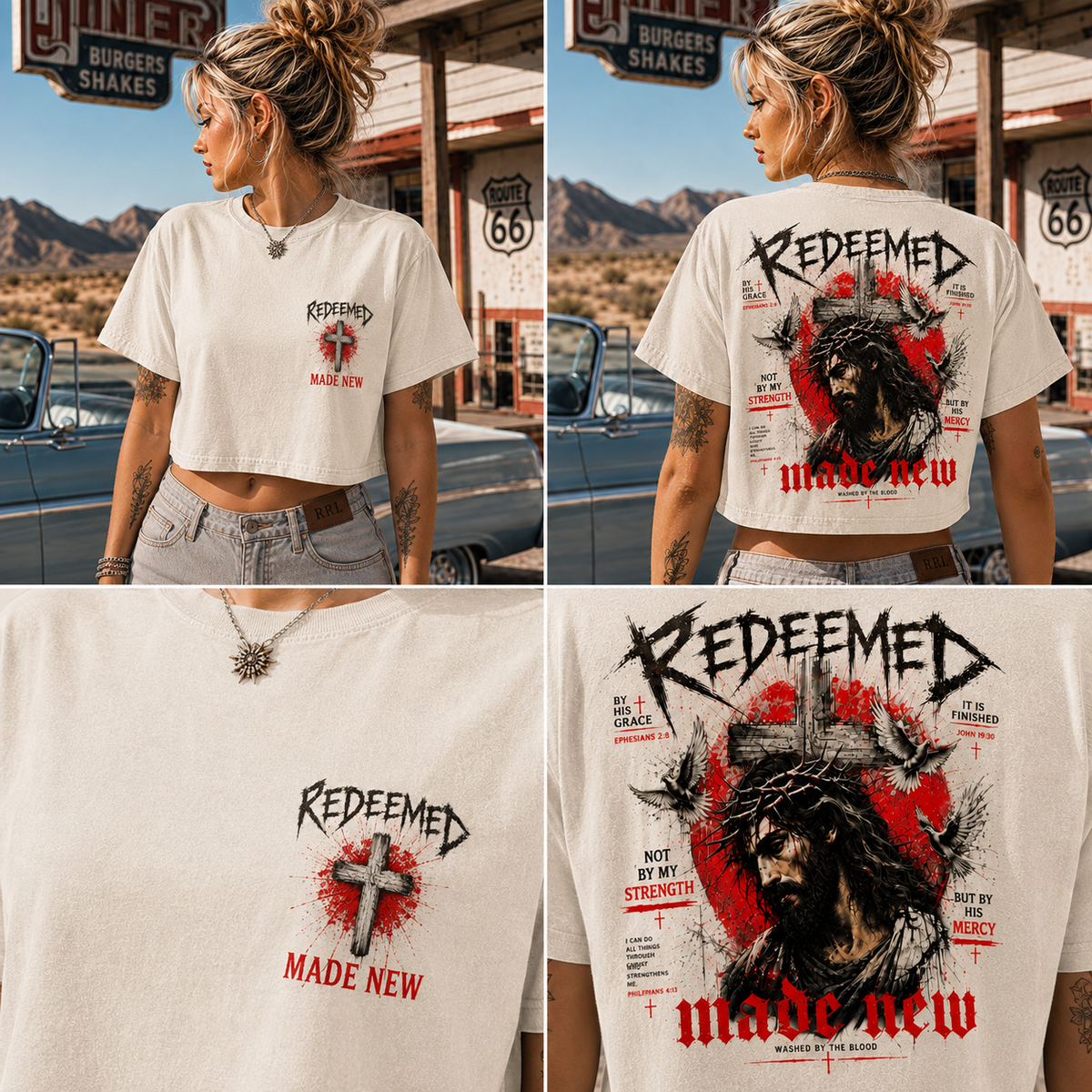 Redeemed Made New – Vintage Christian Crop Tee