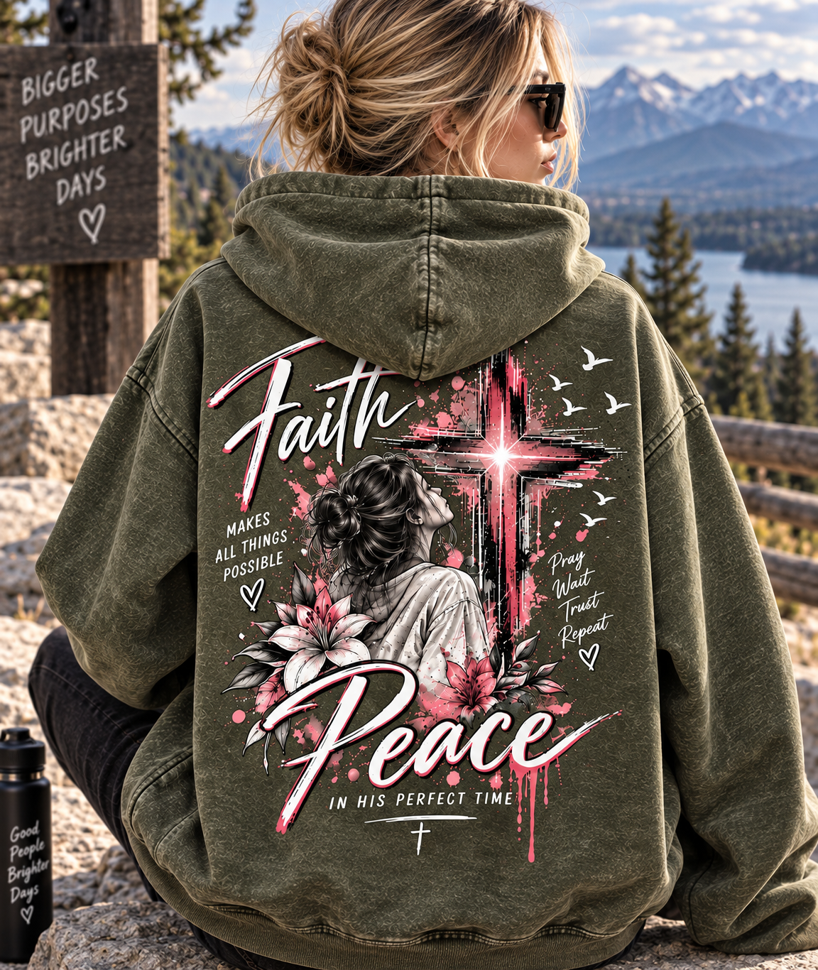 Faith & Peace Graphic Hoodie – Vintage Christian Style