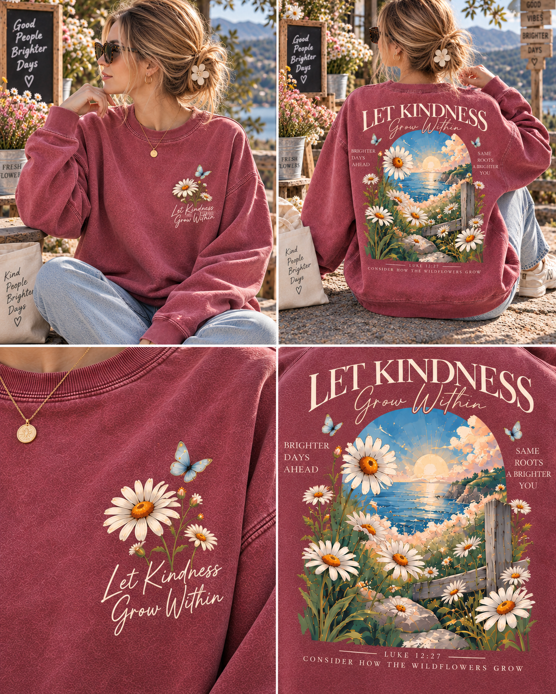 Let Kindness Grow Within – Vintage Floral Sweatshirt