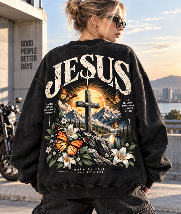 JESUS Walk by Faith Vintage Wash Sweatshirt