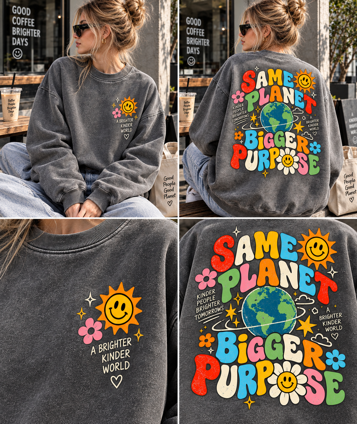 Same Planet Bigger Purpose – Vintage Graphic Sweatshirt