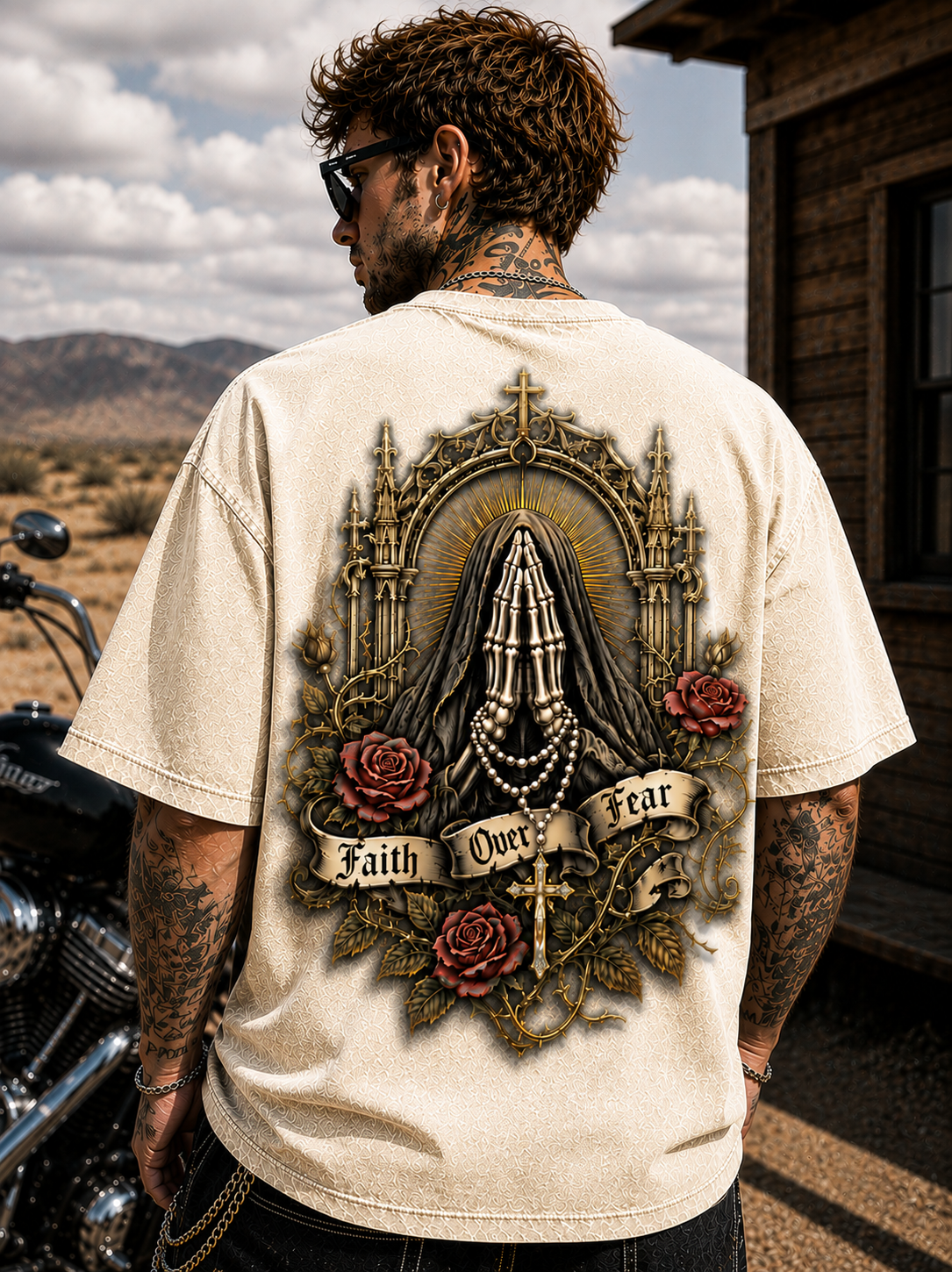 Faith Over Fear Gothic Oversized T-Shirt