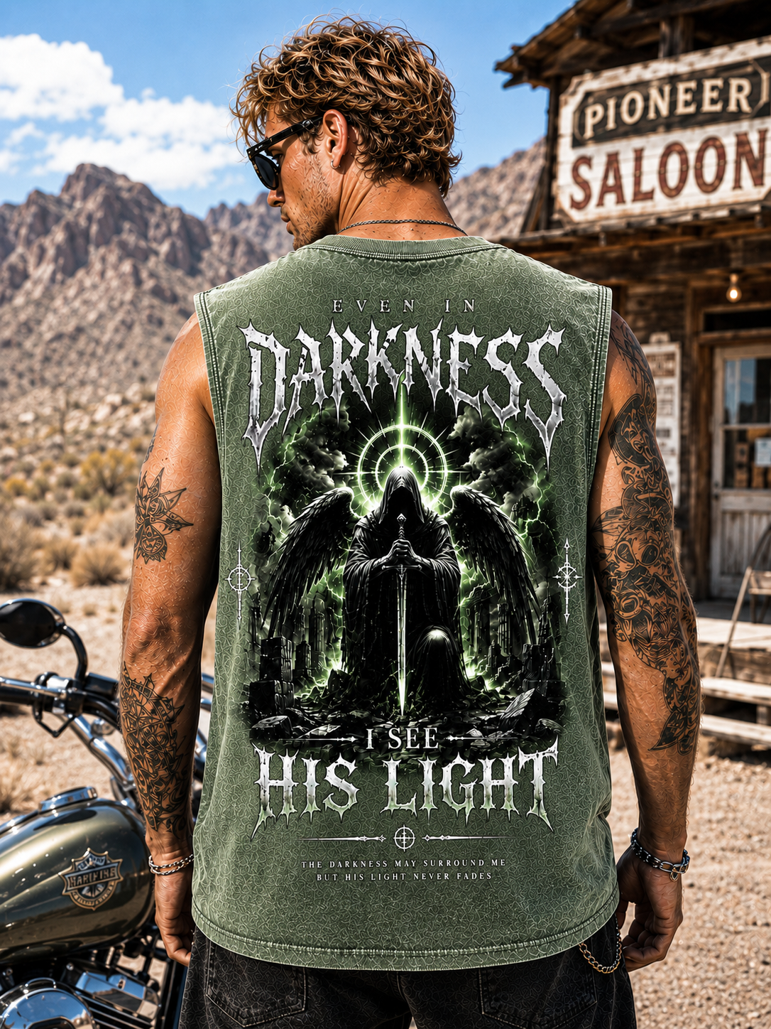 Darkness & Light Washed Black Tank Top
