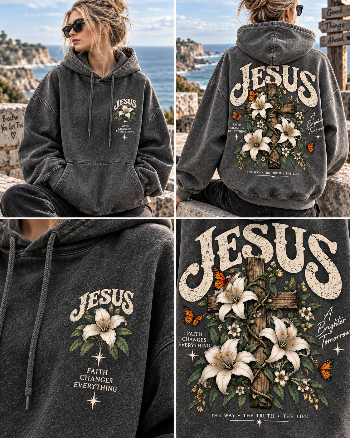 Jesus Floral Faith Hoodie – Vintage Christian Design