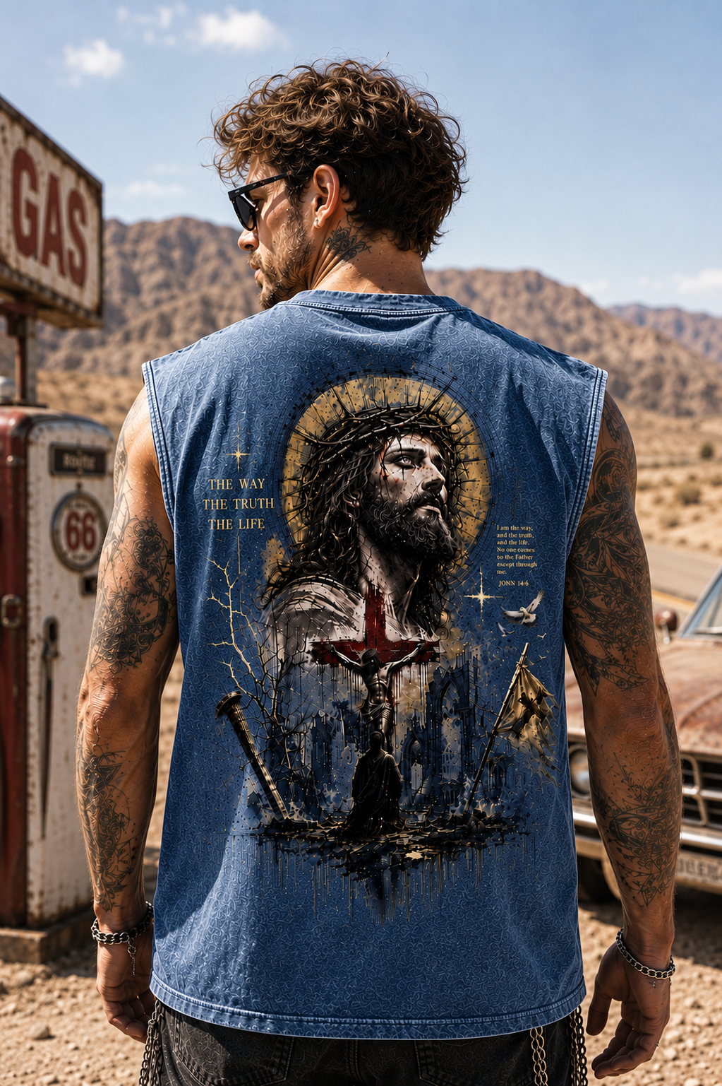 Washed Black Faith Graphic Muscle Tee
