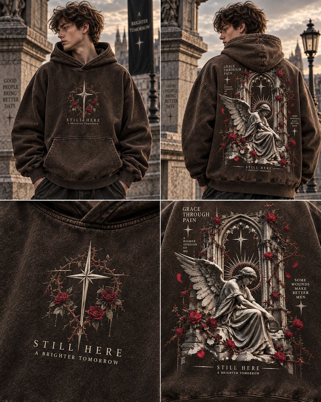Still Here – Gothic Angel Vintage Hoodie