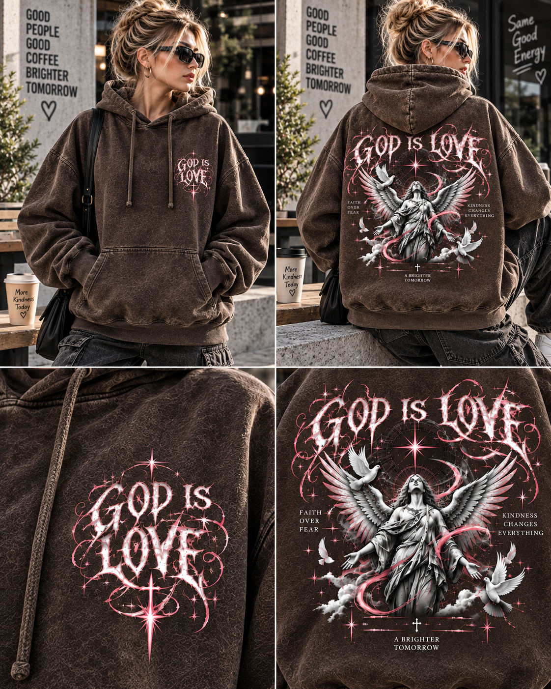 God Is Love Vintage Angel Hoodie
