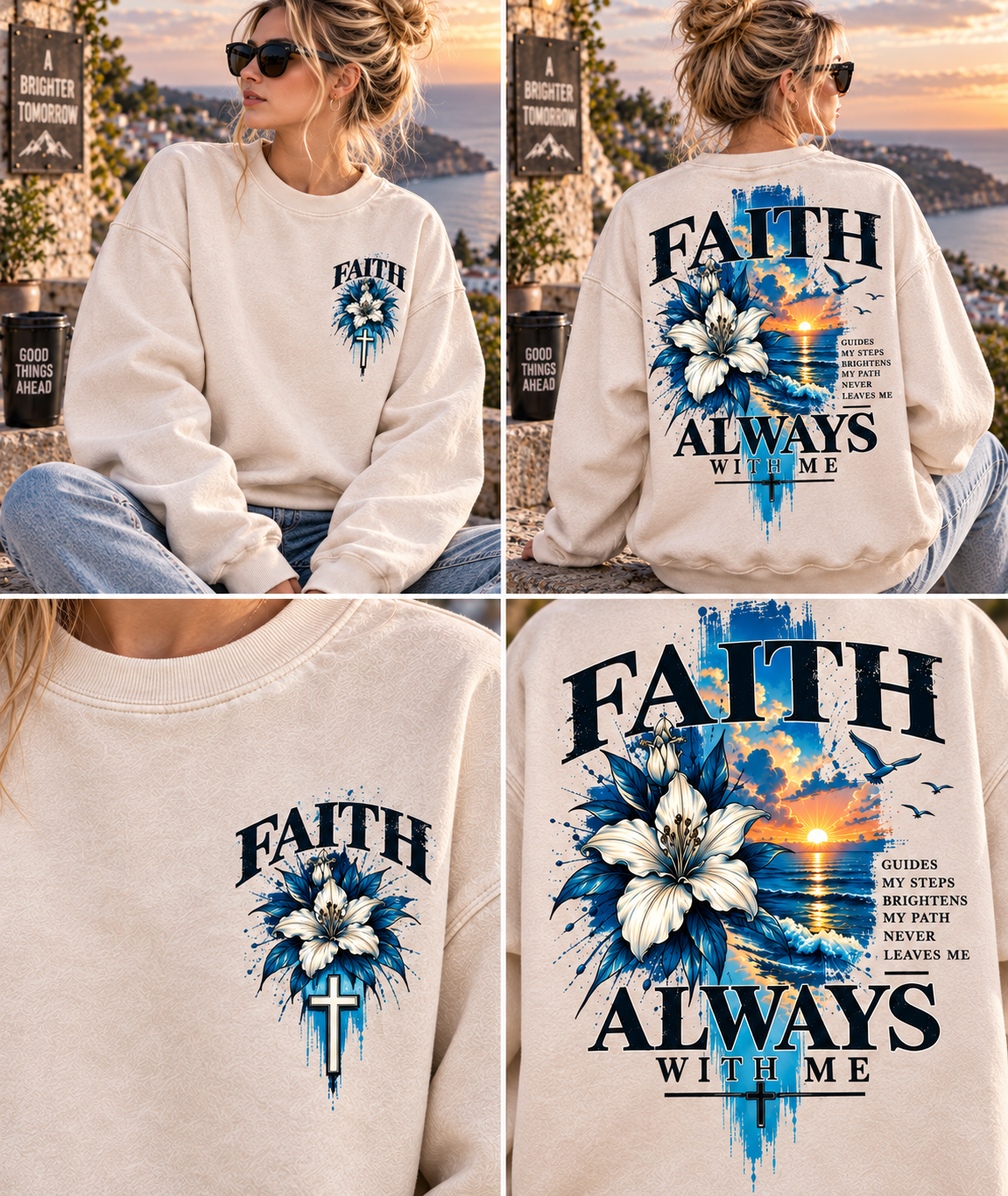 Faith Always With Me – Vintage Floral Sweatshirt